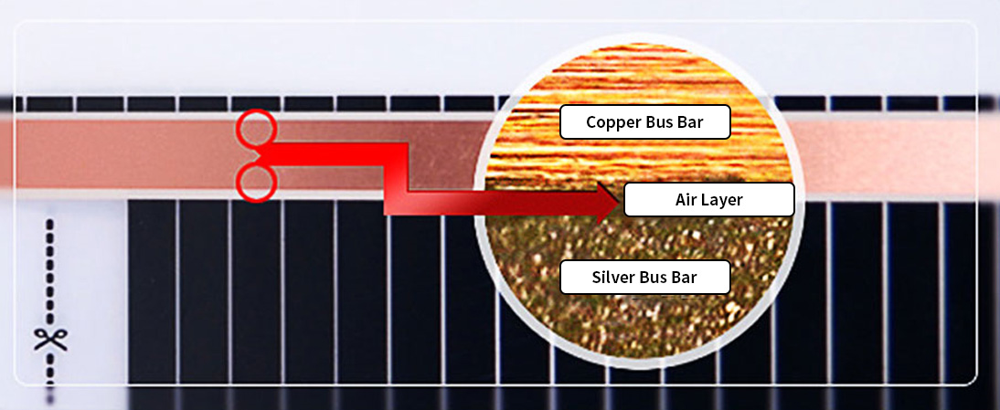 Comparison for Air layer of heating film to prevent spark